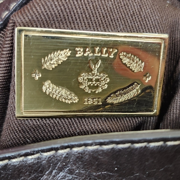 Bally Leather Harness Canvas Print Bag Satchel Tote Purse - Picture 9 of 12